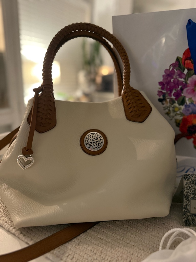 Brighton Paulina Large Tote Cream And Tan Women's Satchel Handbag